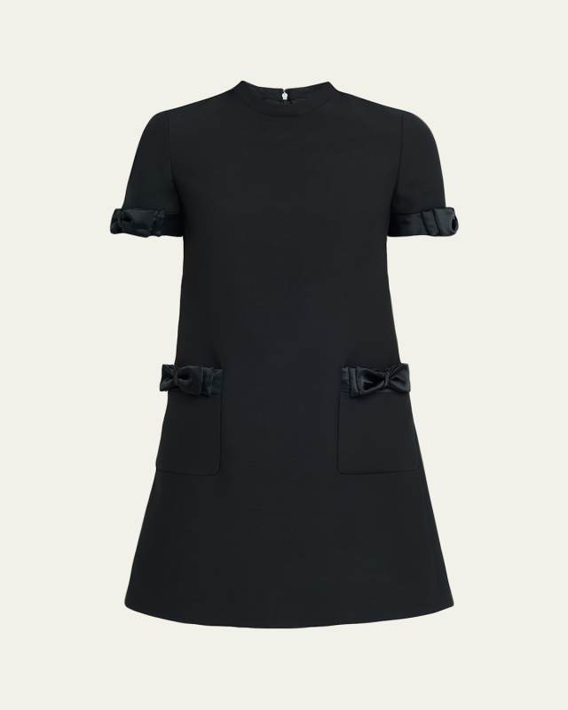 Crepe Couture Mini Dress with Bows